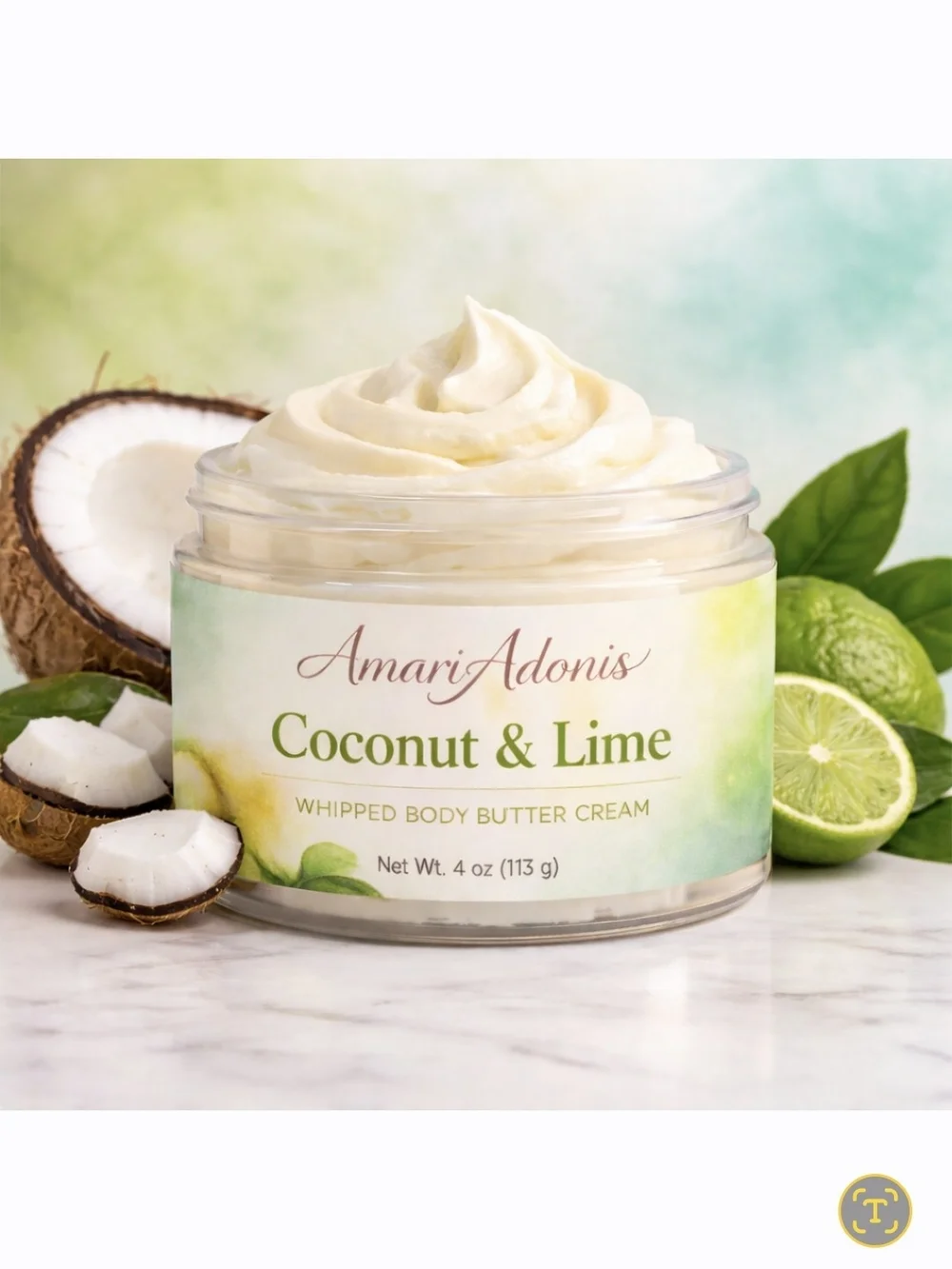 AmariAdonis Coconut & Lime Whipped Body Butter Cream - Cream 6oz